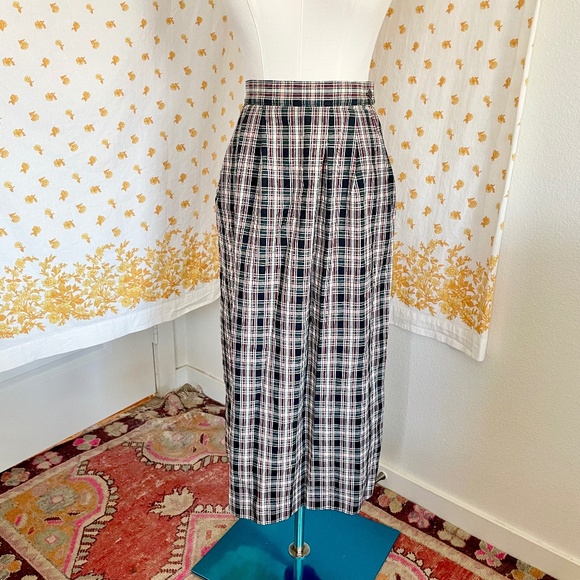 Vintage Pendleton Plaid Wool Midi Skirt | USA Made Virgin Wool | Size 8 - Picture 1 of 7